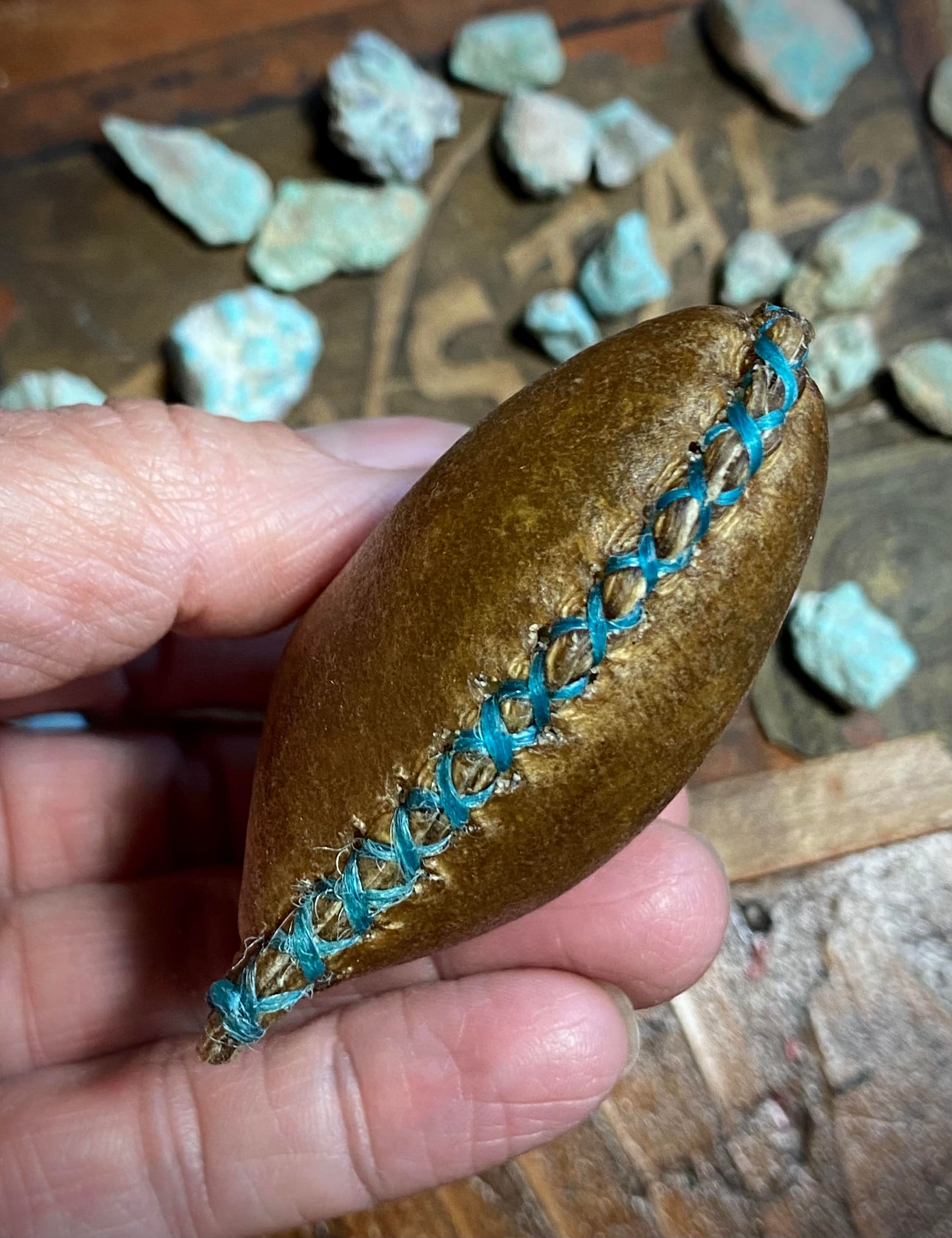 Healing Rattles Horse Rawhide Medicine Rattle with Sleeping Beauty Turquoise Heart ...